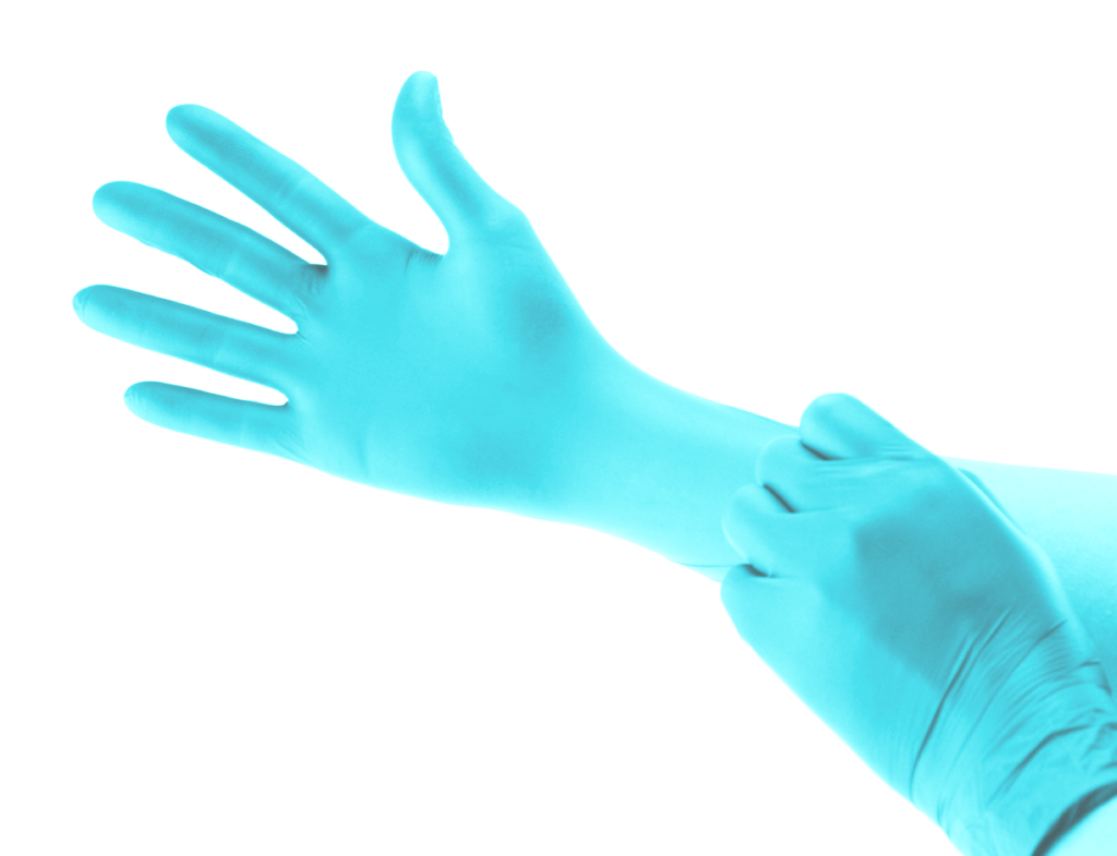 Cranberry 1117 BeeSure Nitrile Examination Gloves Powder Free Light Blue Medium 100 Box - View #7